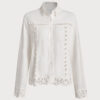 White Textured Crochet Shirt