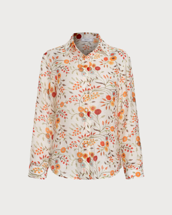 Orange Floral Pocket Loose Shirt