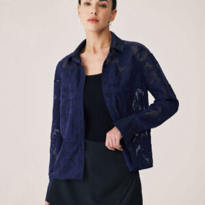 Navy Jacquard Long Sleeve Shirt