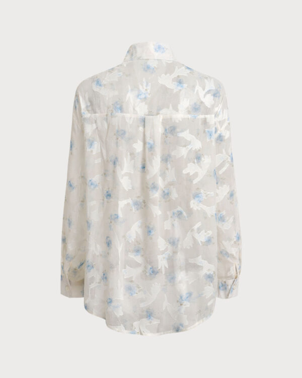 White Floral Textured Button Shirt - Image 3