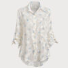 White Floral Textured Button Shirt