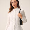 White Embroidery Round Neck Shirt