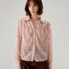 Red Floral Ruched Shirt